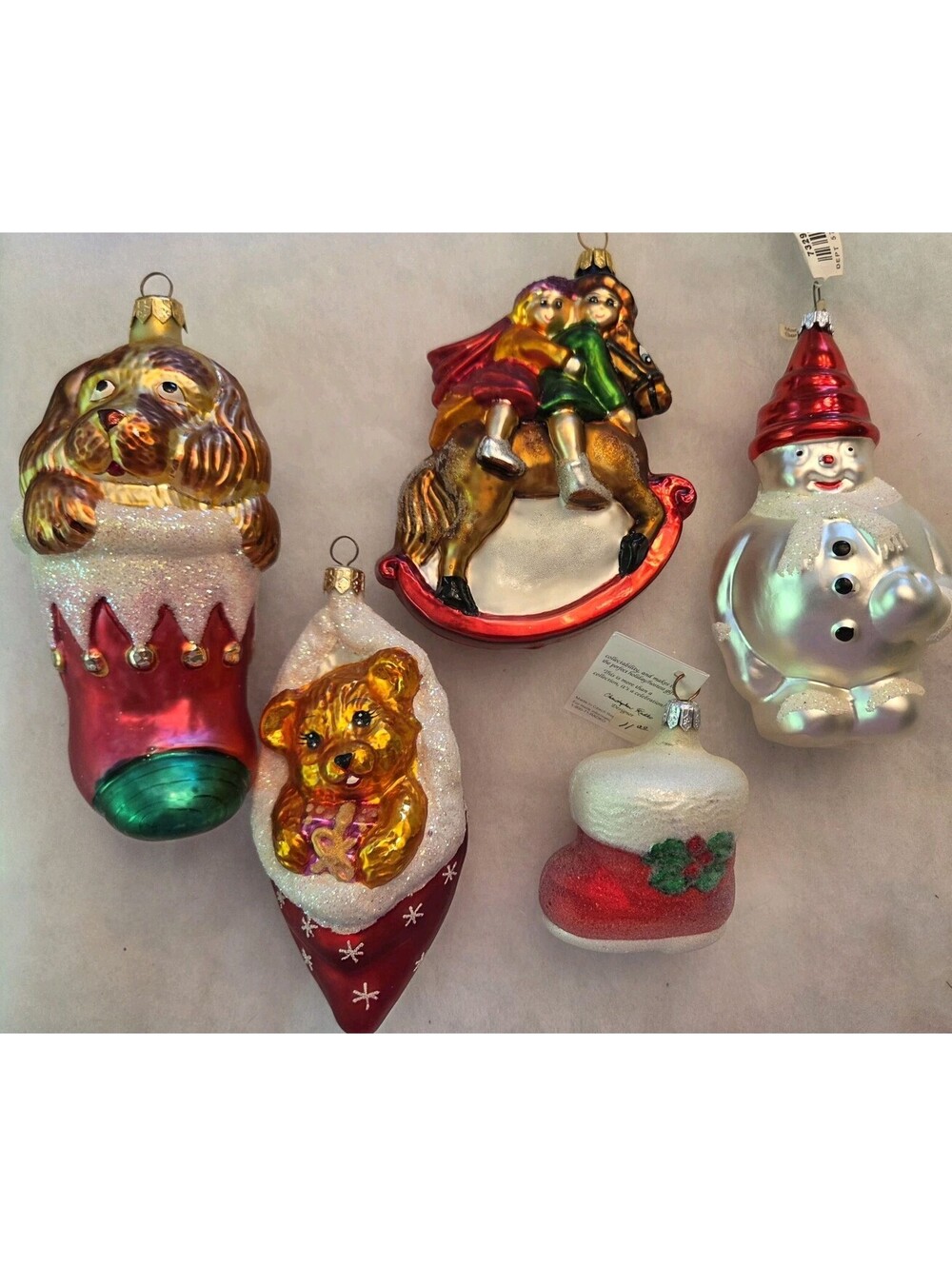 Lot of 5 Christopher Radko Glass Handpainted Ornaments, Mint Condition